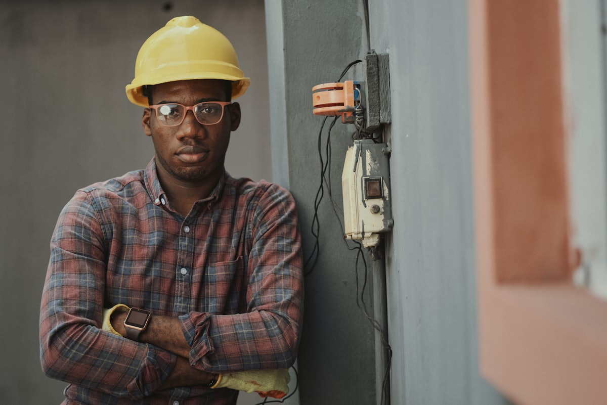 A home-services tradesperson with tools