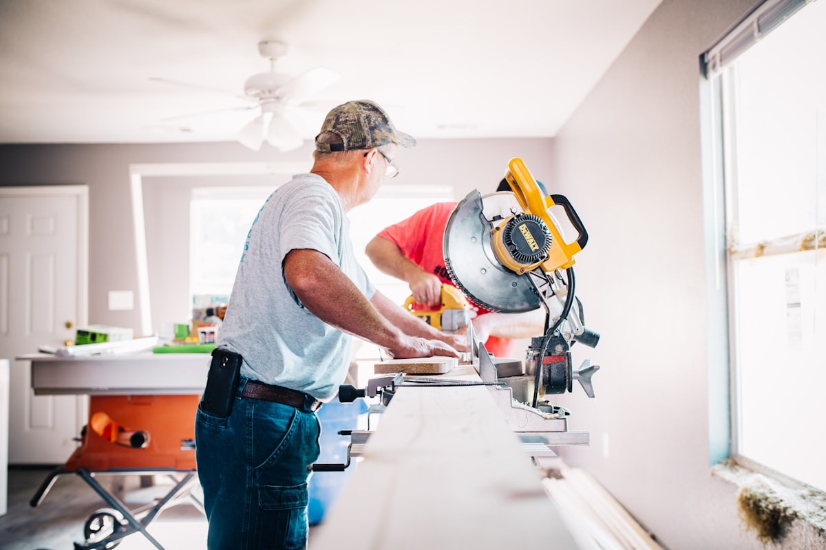 A tradesperson working with tools